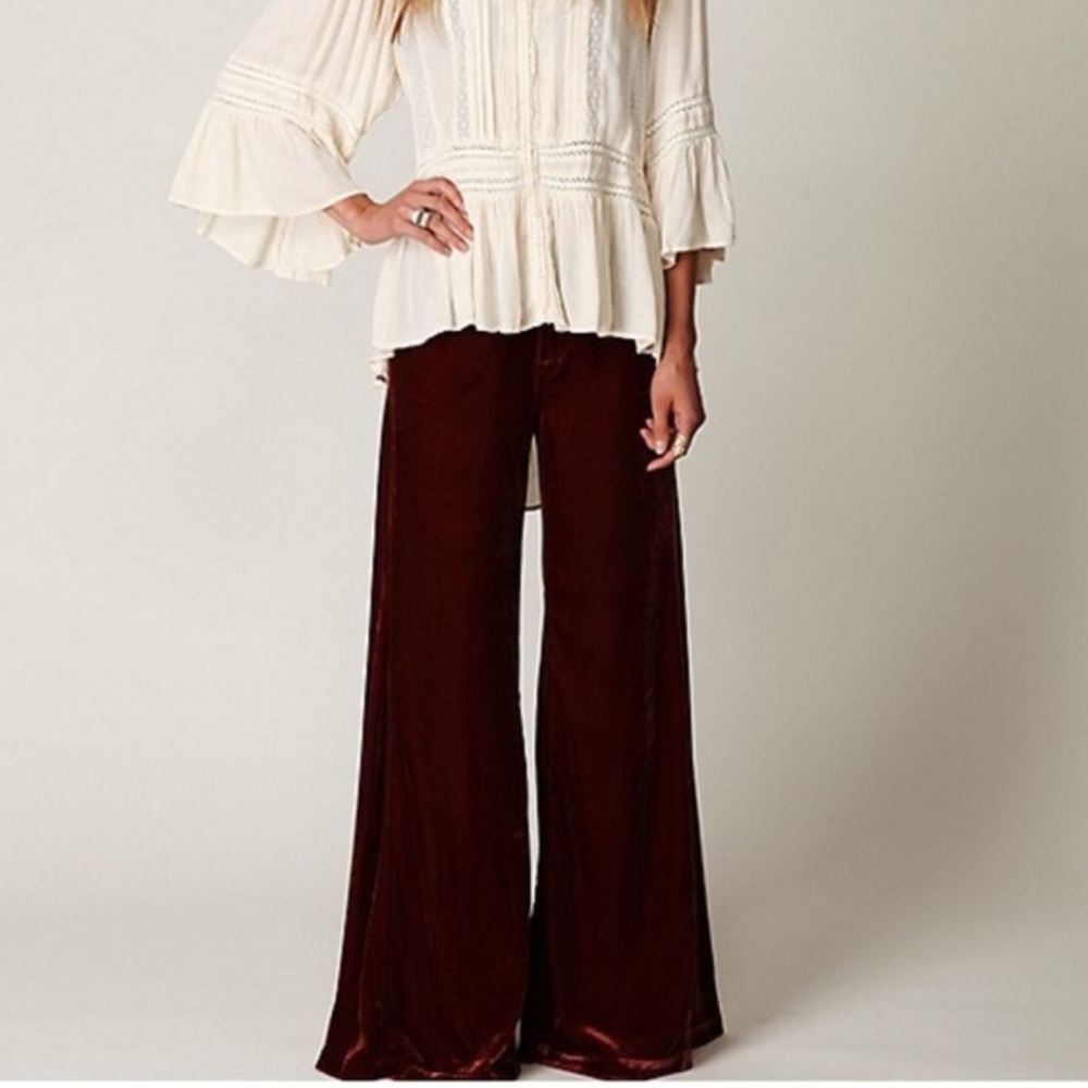 Free People Velour Extreme Wide Leg Pants 27 EC